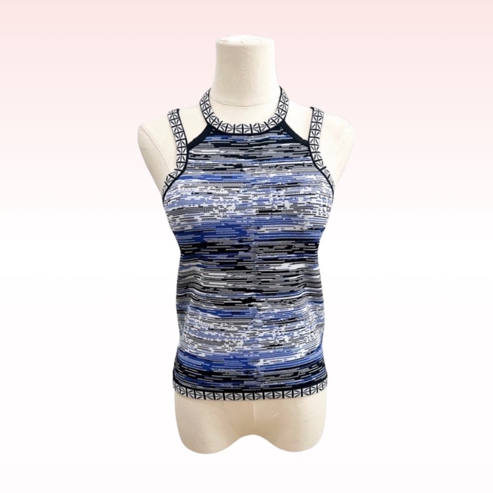 PARKER Blue Striped Cut Out Top (Sz S)